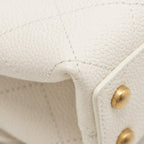 CHANEL CHIC AFFINITY TOP HANDLE FLAP BAG CAVIAR WHITE GHW