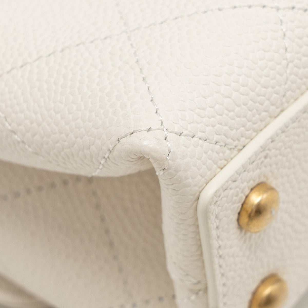 CHANEL CHIC AFFINITY TOP HANDLE FLAP BAG CAVIAR WHITE GHW