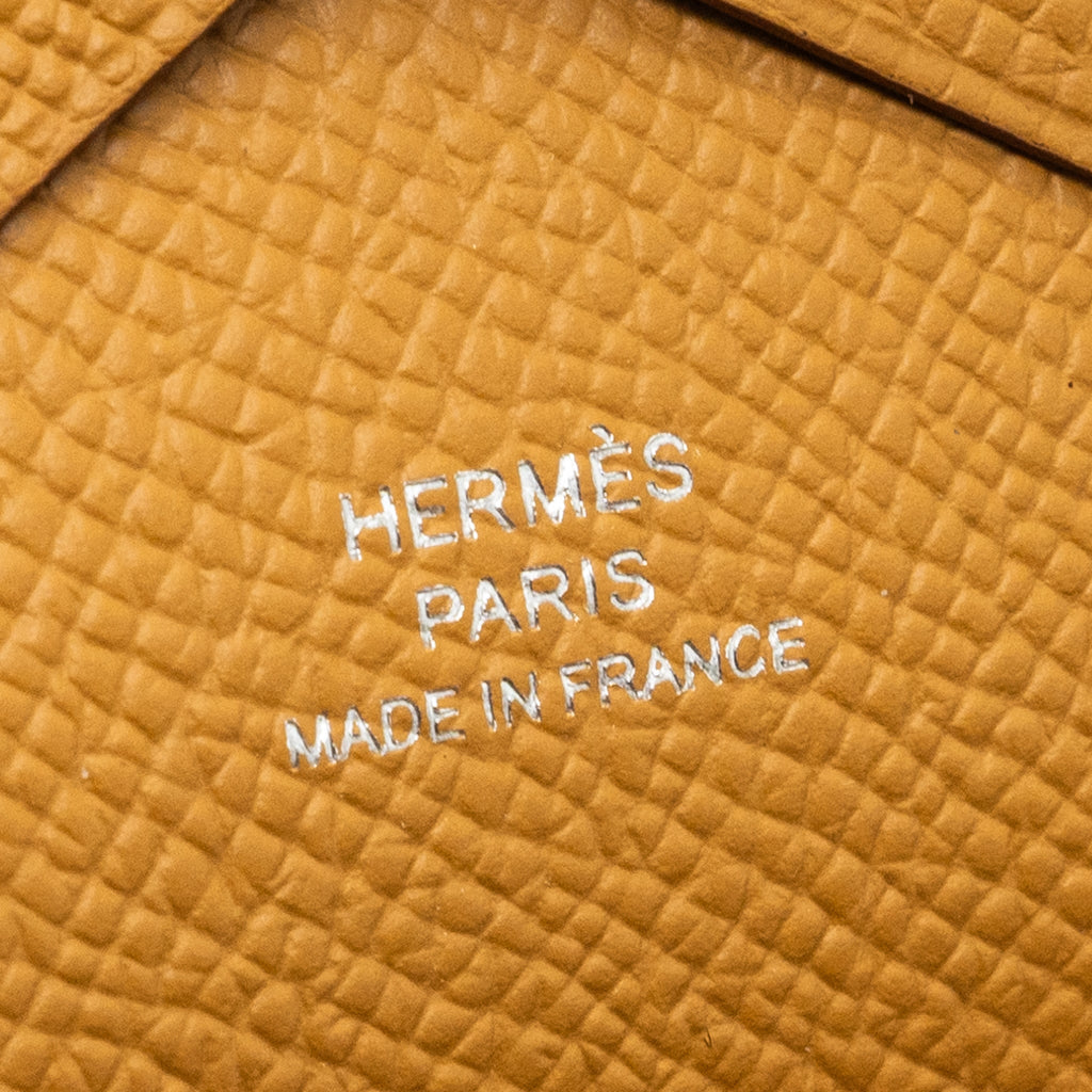 Hermes Calvi duo card holder epsom sesame SHW