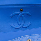 CHANEL MEDIUM CLASSIC DOUBLE FLAP BAG PATENT LIGHT BLUE SHW