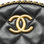 CHANEL ROUND VANITY WITH CHAIN LAMBSKIN BLACK GHW (MICROCHIP) NO