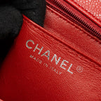 CHANEL MINI RECTANGULAR FLAP BAG CAVIAR RED RUTHENIUM HARDWARE