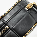 CHANEL ROUND VANITY WITH CHAIN LAMBSKIN BLACK GHW (MICROCHIP) NO