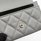 CHANEL CLASSIC FLAP CARD HOLDER CAVIAR GREY LGHW (MICROCHIP)