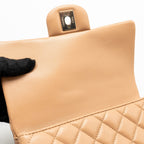 CHANEL TOP HANDLE MINI RECTANGULAR LAMBSKIN BEIGE LGHW (MICROCHIP)