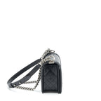 CHANEL MEDIUM BOY BAG QUILTED AND CHEVRON CALFSKIN BLACK SHW