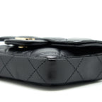 CHANEL FLAP CARD HOLDER BELT BAG WITH CHAIN LAMBSKIN BLACK LGHW