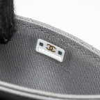 CHANEL CLASSIC FLAP CARD HOLDER CAVIAR GREY LGHW (MICROCHIP)