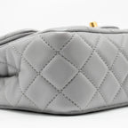 CHANEL PEARL CRUSH MINI SQUARE FLAP BAG LAMBSKIN LIGHT GREY GHW (MICROCHIP)