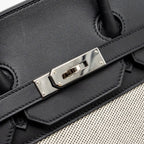 HERMES BIRKIN 35 FRAY FRAY CANVAS/ SWIFT BLACK/ECRU SHW