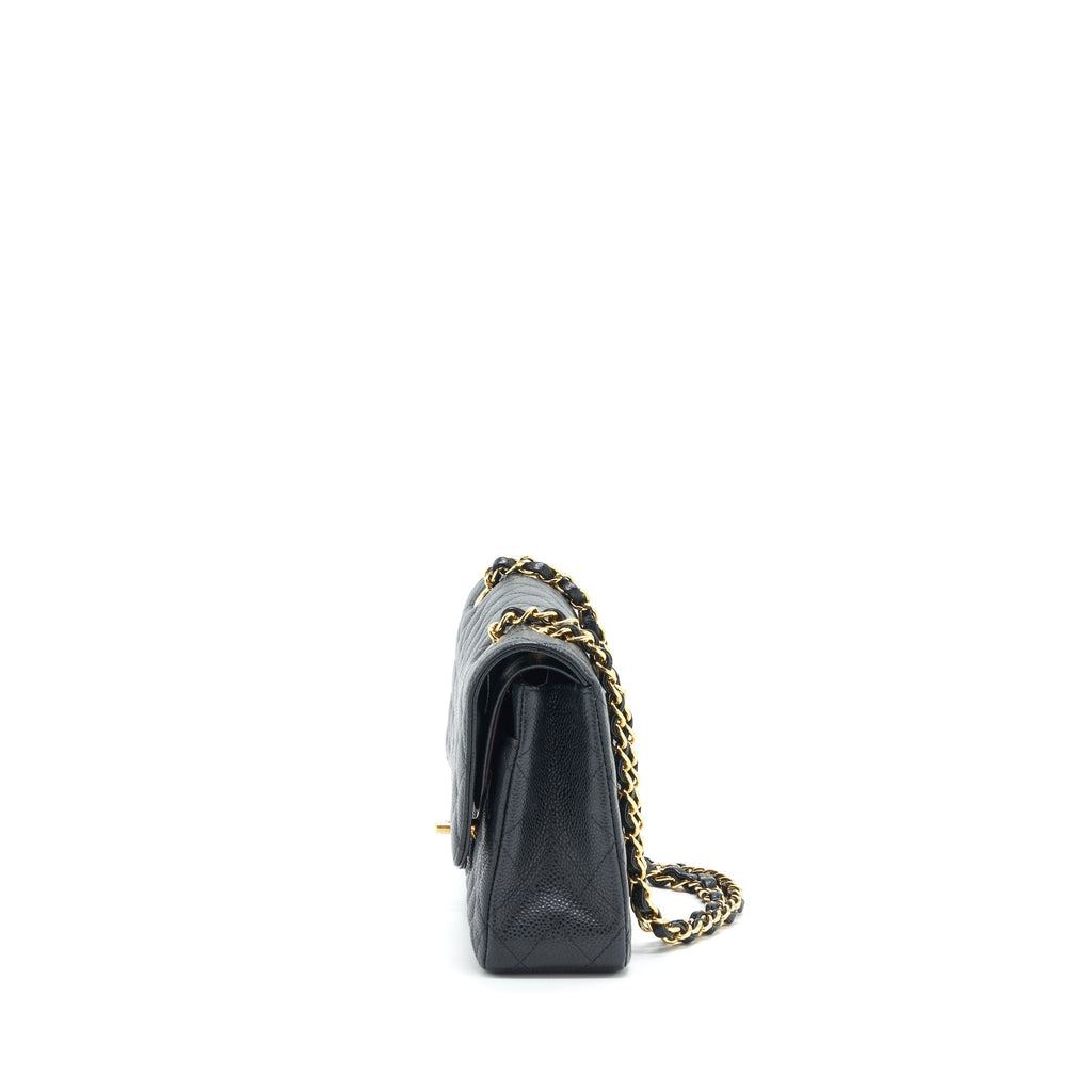 CHANEL MEDIUM CLASSIC DOUBLE FLAP BAG CAVIAR BLACK GHW