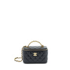 CHANEL 22S LETTER TOP HANDLE LONG VANITY WITH CHAIN LAMBSKIN BLACK GHW