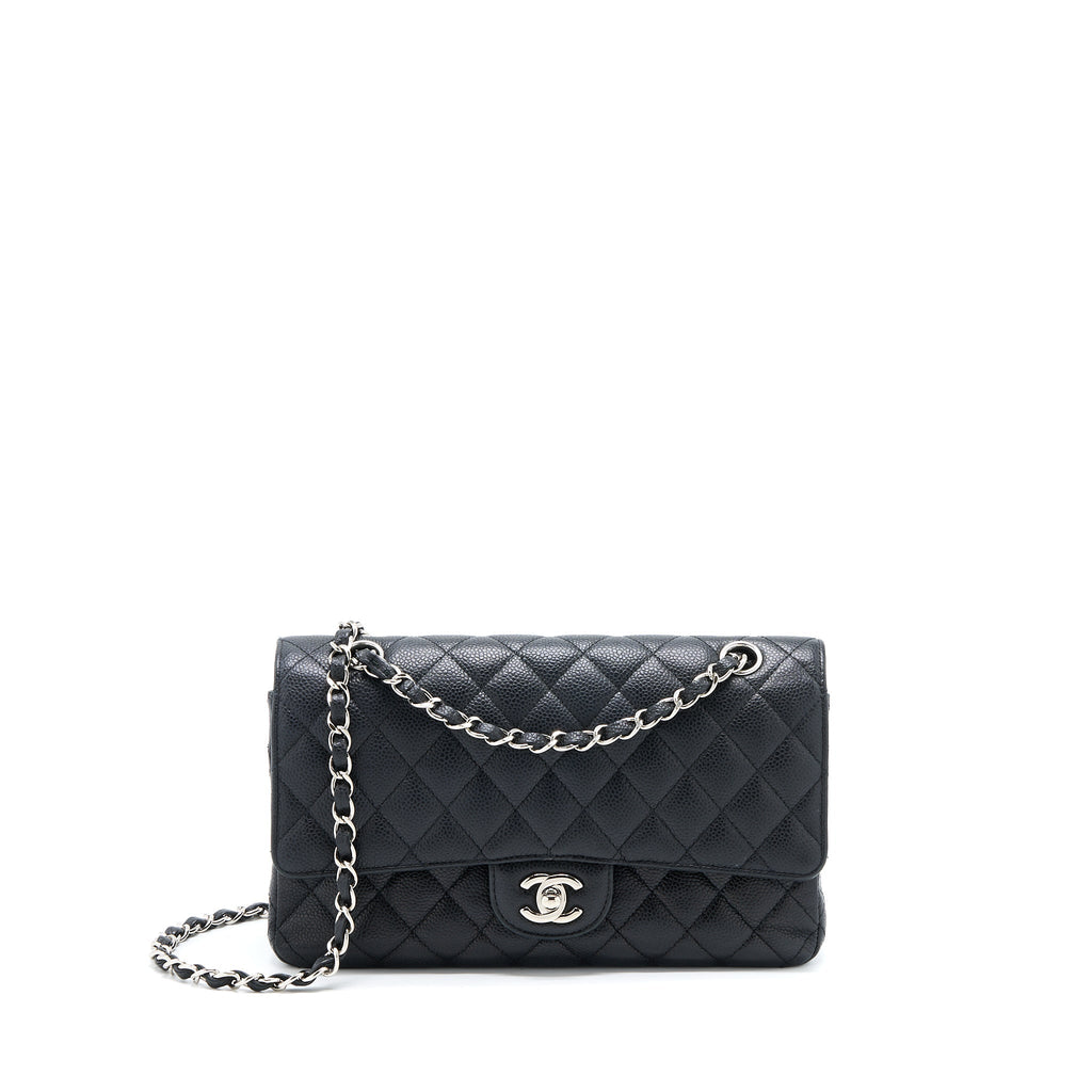 CHANEL MEDIUM CLASSIC DOUBLE FLAP BAG CAVIAR BLACK SHW