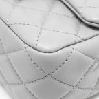 CHANEL PEARL CRUSH MINI SQUARE FLAP BAG LAMBSKIN LIGHT GREY GHW (MICROCHIP)