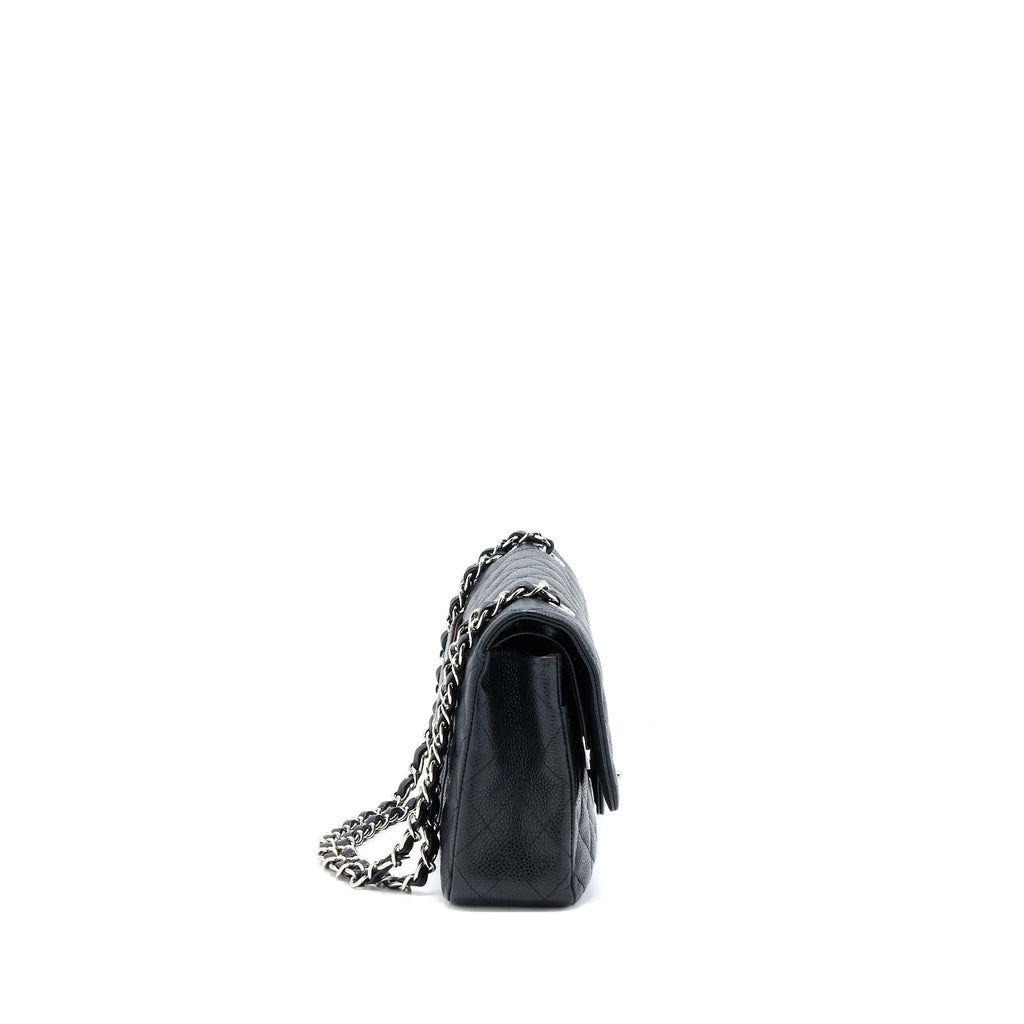CHANEL MEDIUM CLASSIC DOUBLE FLAP BAG CAVIAR BLACK SHW