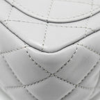 CHANEL PEARL CRUSH MINI SQUARE FLAP BAG LAMBSKIN LIGHT GREY GHW (MICROCHIP)