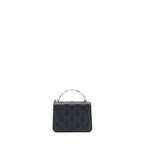 CHANEL 22S GIANT CHAIN TOP HANDLE MINI FLAP BAG CAVIAR BLACK SHW