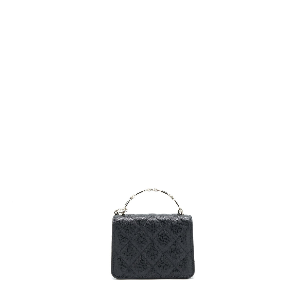 CHANEL 22S GIANT CHAIN TOP HANDLE MINI FLAP BAG CAVIAR BLACK SHW