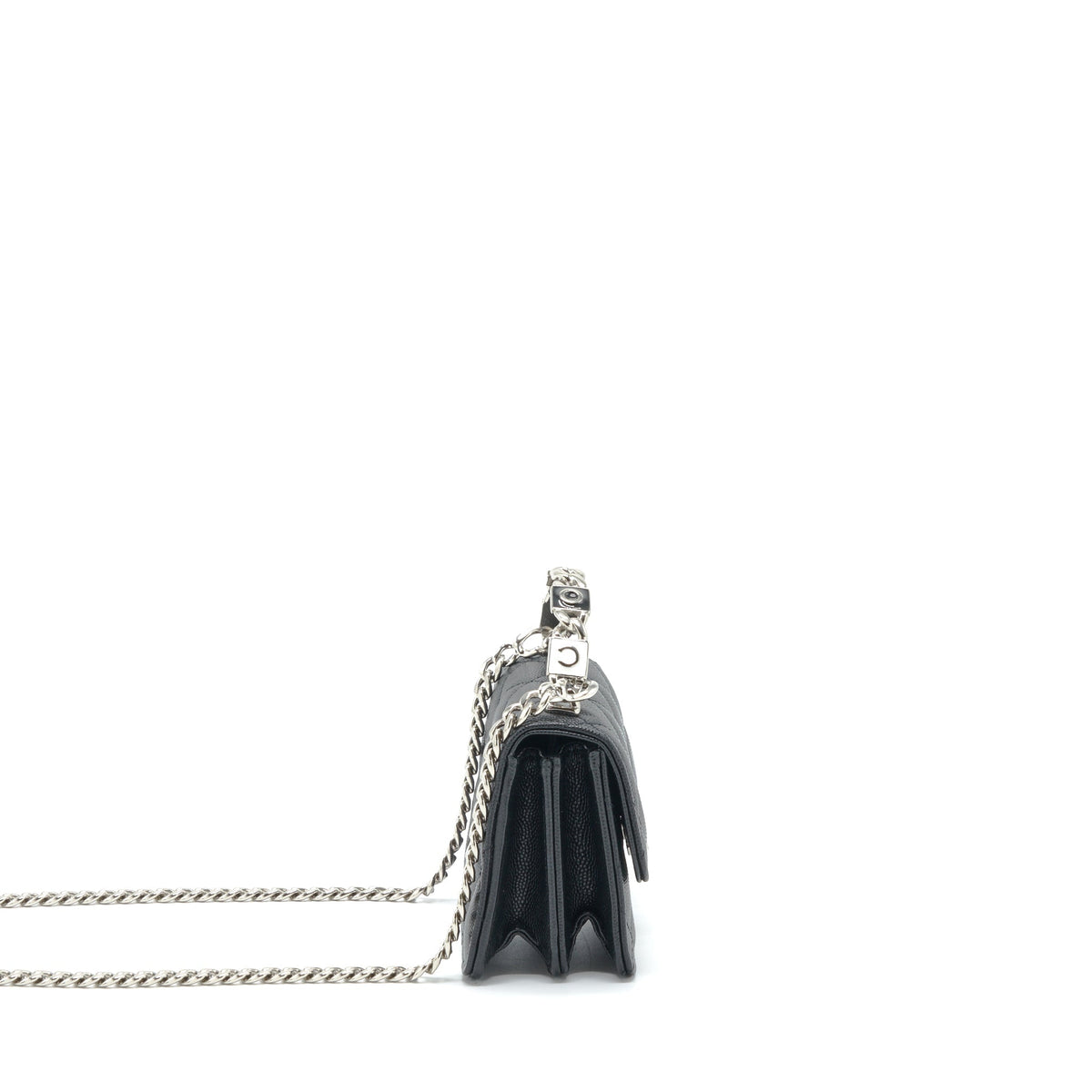 CHANEL 22S GIANT CHAIN TOP HANDLE MINI FLAP BAG CAVIAR BLACK SHW