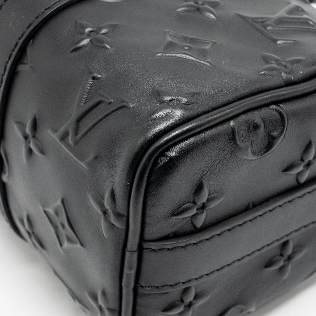 LOUIS VUITTON KEEPALL XS MONOGRAM SEAL COWHIDE LEATHER SO BLACK
