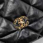 CHANEL MEDIUM 19 BAG SHINY CALFSKIN BLACK MULTICOLOUR HARDWARE