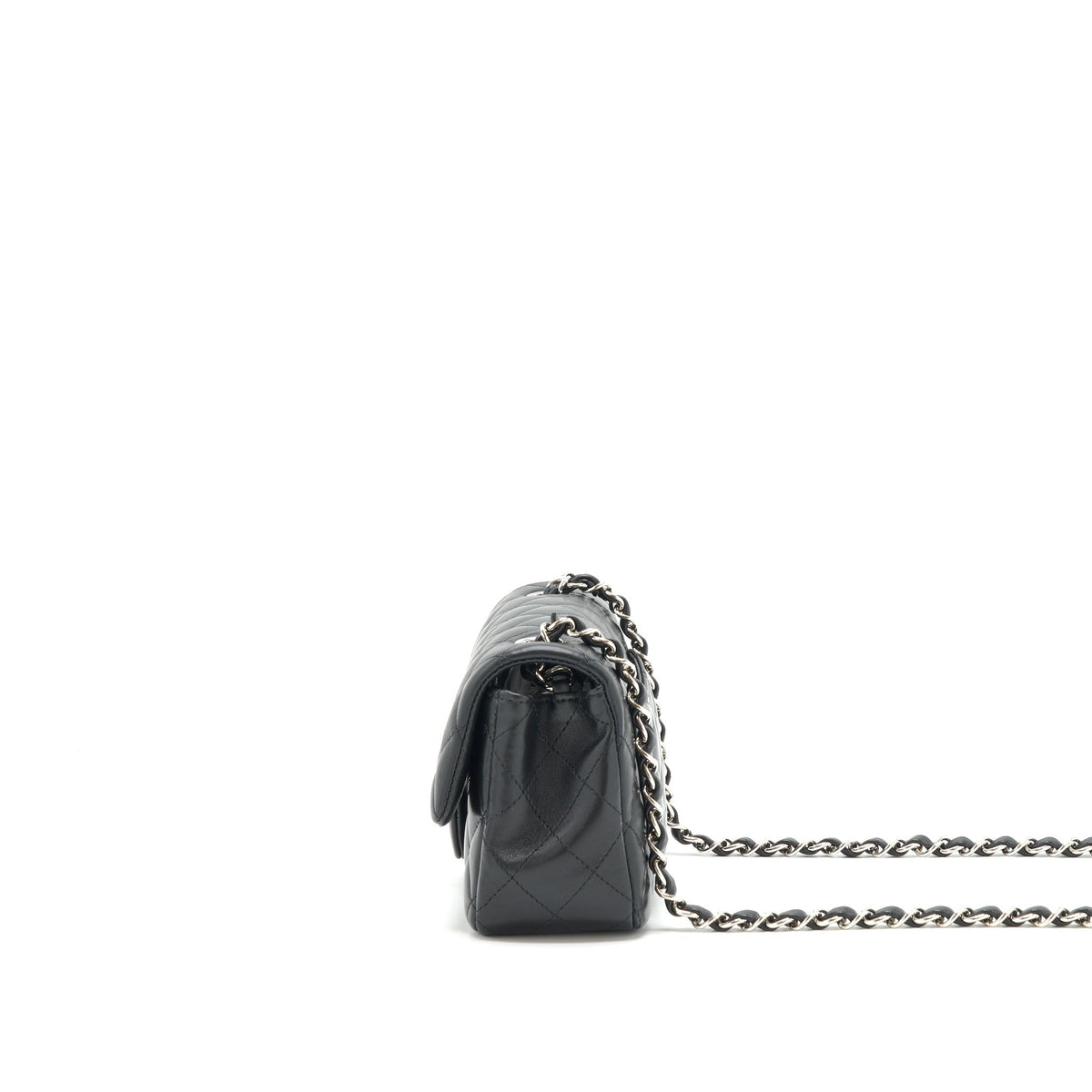 CHANEL MINI RECTANGULAR FLAP BAG LAMBSKIN BLACK SHW