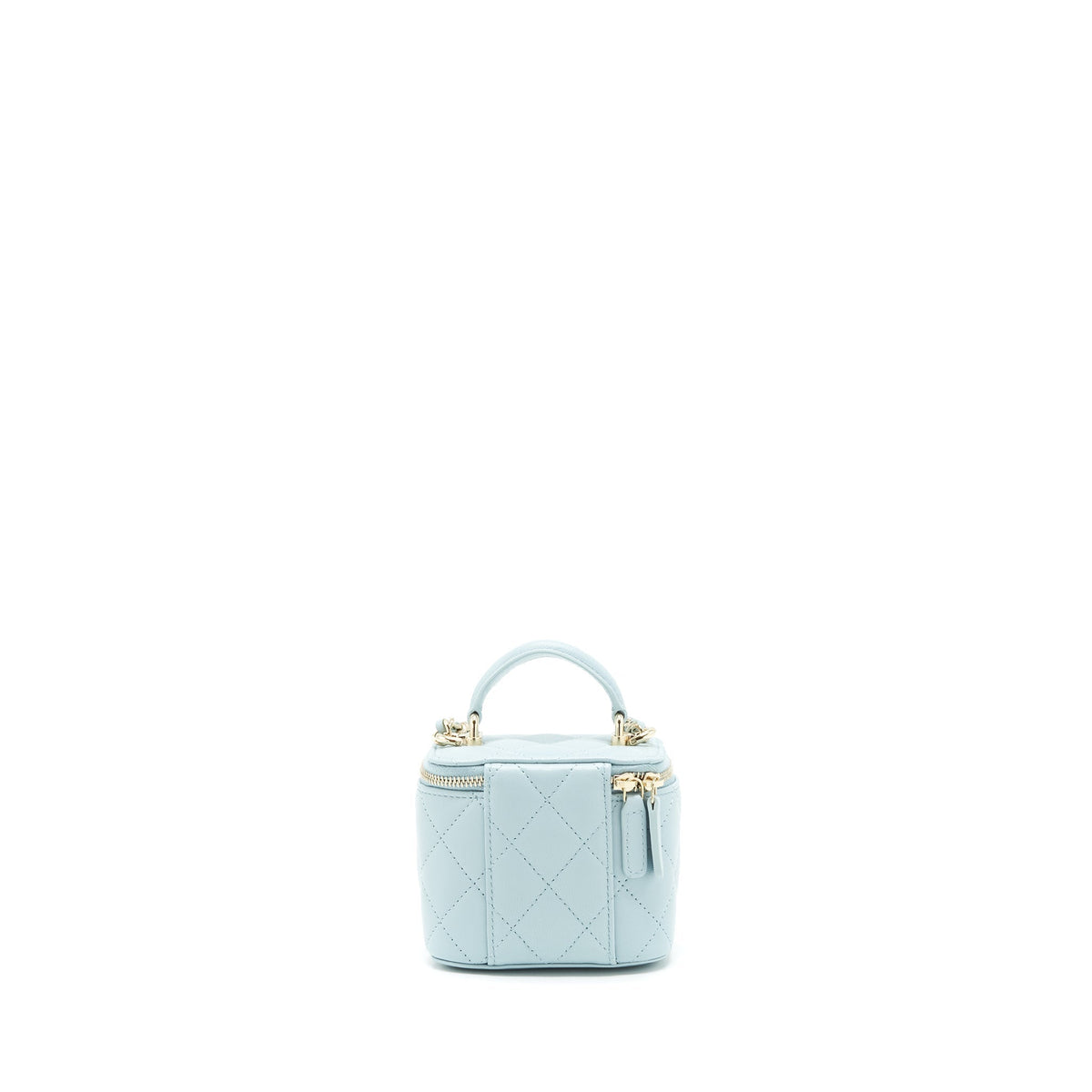 CHANEL 22S MINI TOP HANDLE VANITY CASE LAMBSKIN LIGHT BLUE LGHW