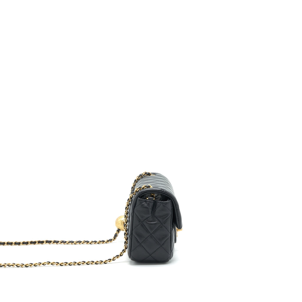 CHANEL PEARL CRUSHED MINI RECTANGULAR FLAP IN BLACK