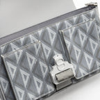 DIOR HIT THE ROAD BAG WITH STRAP DIOR CD DIAMOND CANVAS GREY MULTICOLOUR HARDWARE