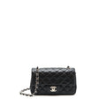 CHANEL MINI RECTANGULAR FLAP BAG LAMBSKIN BLACK SHW