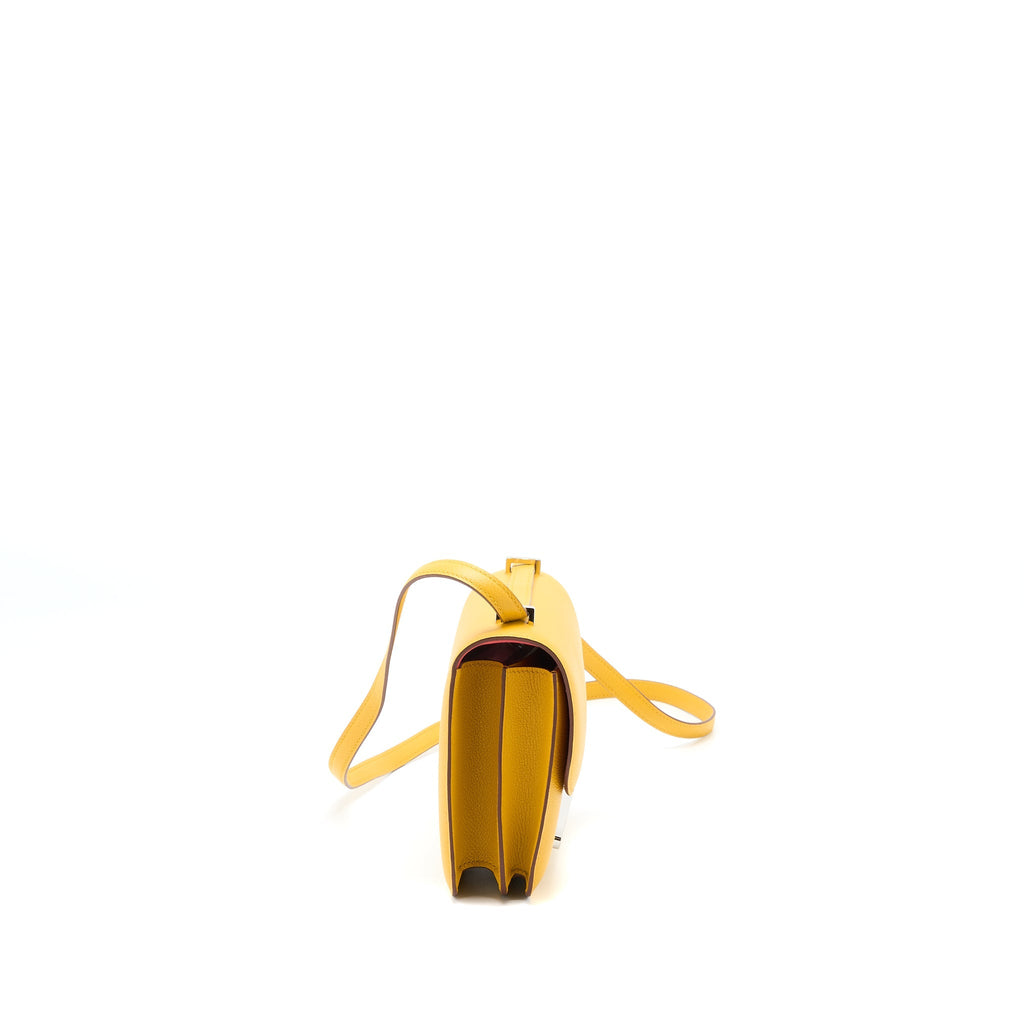 Hermes Constance Mini Evercolor Jaune Amber/Rose Lipstick SHW