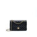 CHANEL CLASSIC DOUBLE FLAP BAG LAMBSKIN MEDIUM BLACK GHW SERIAL 19