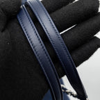 CHANEL DEAUVILLE TOTE BAG CANVAS NAVY SHW (MICROCHIP)