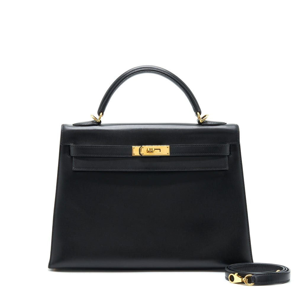 HERMES KELLY 32 BOX LEATHER BLACK GHW