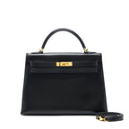 HERMES KELLY 32 BOX LEATHER BLACK GHW