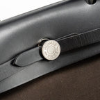 HERMES HERBAG 31 ZIP BAG CANVAS/HUNTER LEATHER EBENE/NOIR SHW
