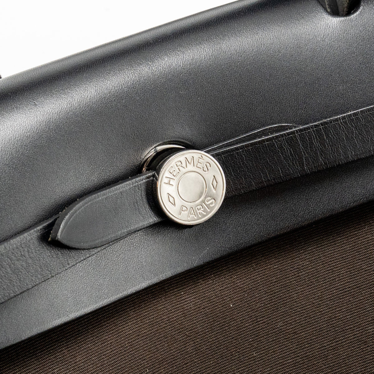 HERMES HERBAG 31 ZIP BAG CANVAS/HUNTER LEATHER EBENE/NOIR SHW