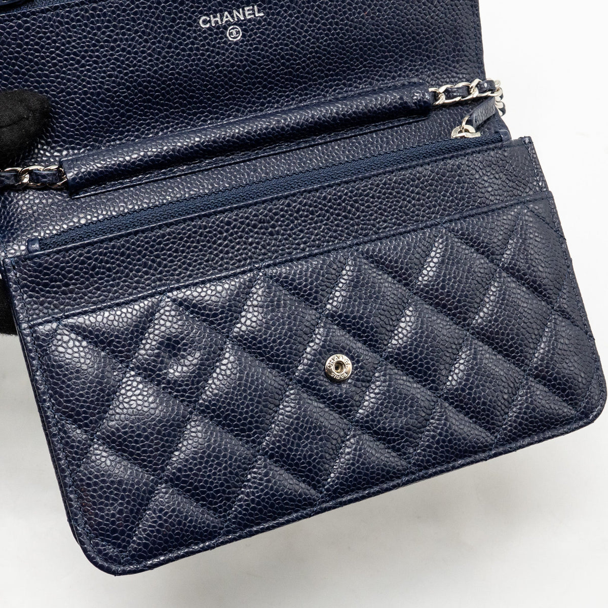 Chanel Classic Wallet on Chain Caviar Navy SHW