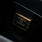 CHANEL 24C GOLD CRUSH MINI FLAP BAG CALFSKIN BLACK GHW (MICROCHIP)