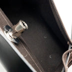 HERMES HERBAG 31 ZIP BAG CANVAS/HUNTER LEATHER EBENE/NOIR SHW