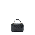 CHANEL 22A MINI TOP HANDLE LONG VANITY WITH CHAIN LAMBSKIN BLACK LGHW (MICROCHIP)