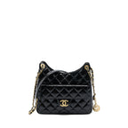 CHANEL 23C HOBO BAG SHINY CALFSKIN BLACK BRUSHED GHW(MICROCHIP)