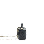 CHANEL 22A MINI TOP HANDLE LONG VANITY WITH CHAIN LAMBSKIN BLACK LGHW (MICROCHIP)