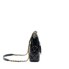 CHANEL 23C HOBO BAG SHINY CALFSKIN BLACK BRUSHED GHW(MICROCHIP)