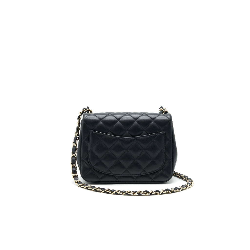 CHANEL MINI SQUARE LAMBSKIN BLACK LGHW SERIAL 29