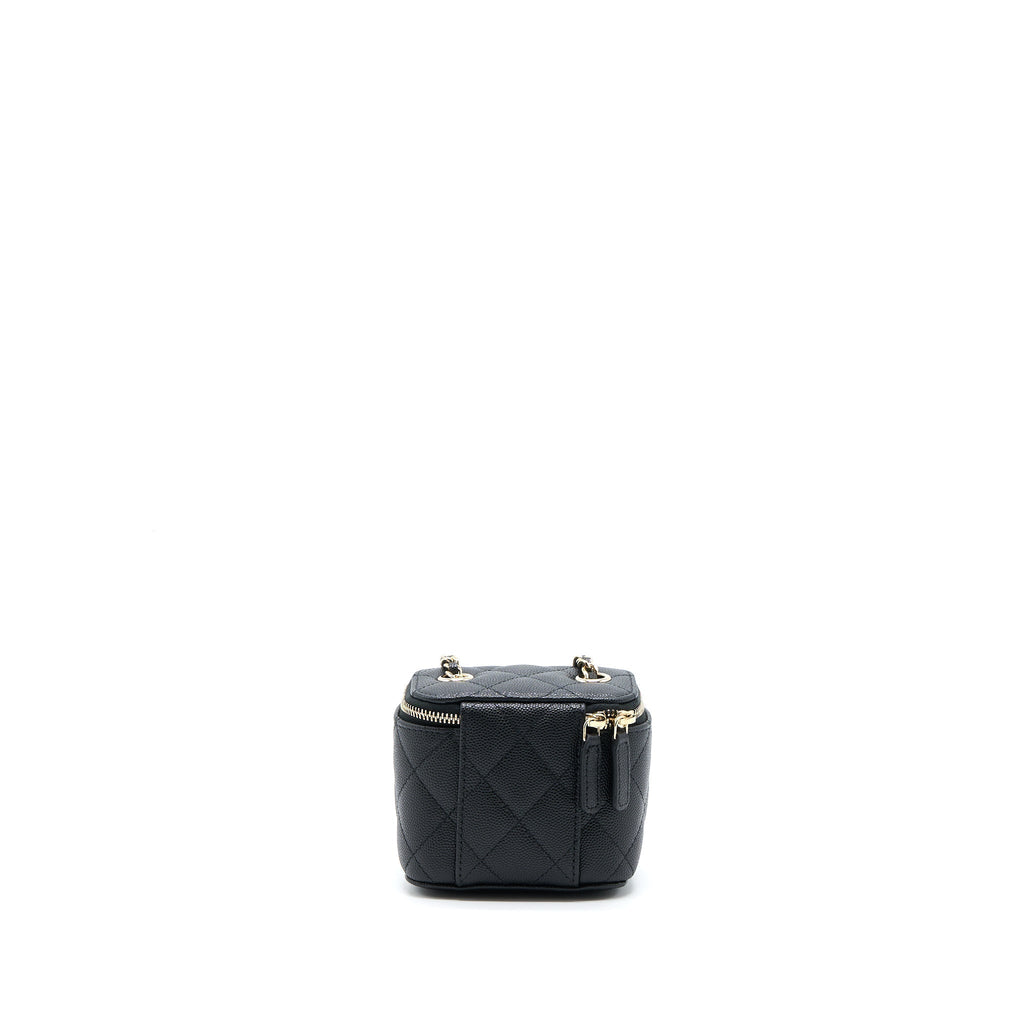 CHANEL MINI SQUARE VANITY CASE CAVIAR BLACK LGHW