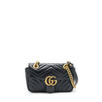 GUCCI MINI MARMONT MATELASSE BAG BLACK GHW