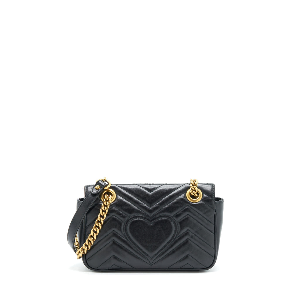 GUCCI MINI MARMONT MATELASSE BAG BLACK GHW