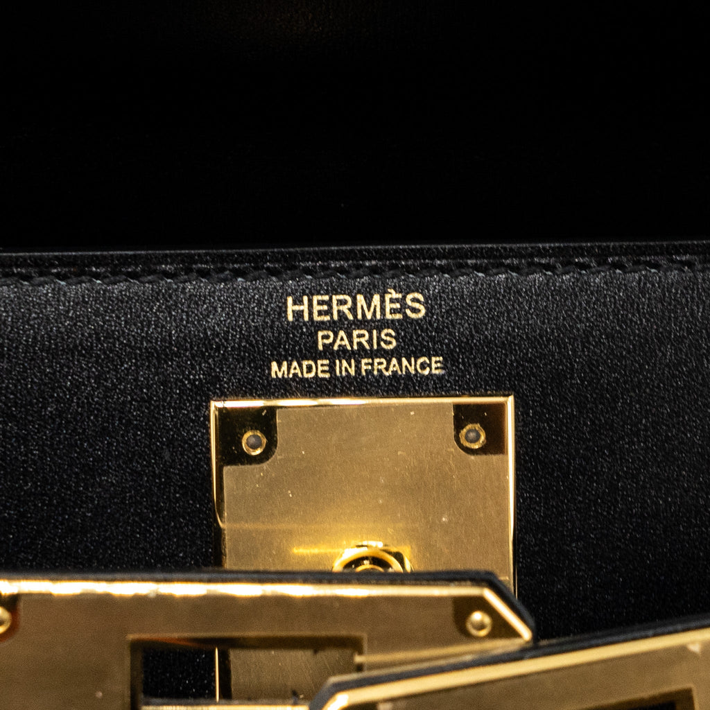 Hermes Kelly 28 Box Calfskin Black GHW