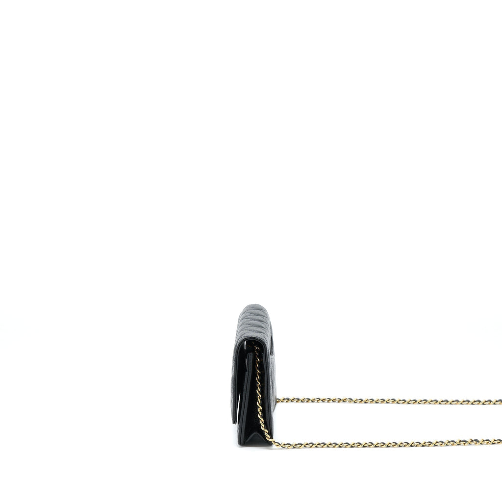 CHANEL CLASSIC WALLET ON CHAIN CAVIAR BLACK GHW (MICROCHIP)
